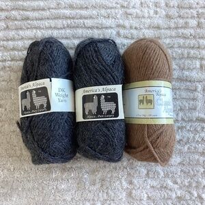 Lot of 3 America's Alpaca Classic ALPACA Yarn Superfine Dark Gray Taupe DK Soft